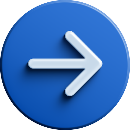 Blue round 3D arrow right icon