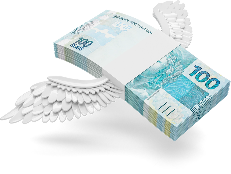 brazilian money 50 reals banknote with wings in 3d render